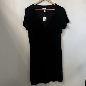 Chicos Travelers Dress Womens 2 Large Wess Wrap Slinky Stretch Knee Length NWT